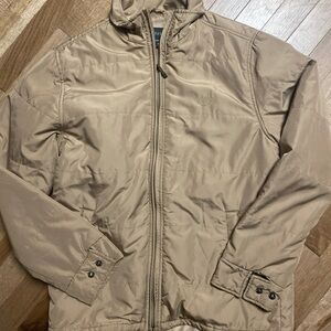 Van Heusen Tan Lightweight Shirt Jacket with Standing Collar